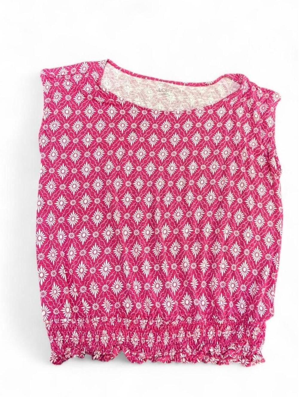 LOFT Women's Pink and Red Crop-top